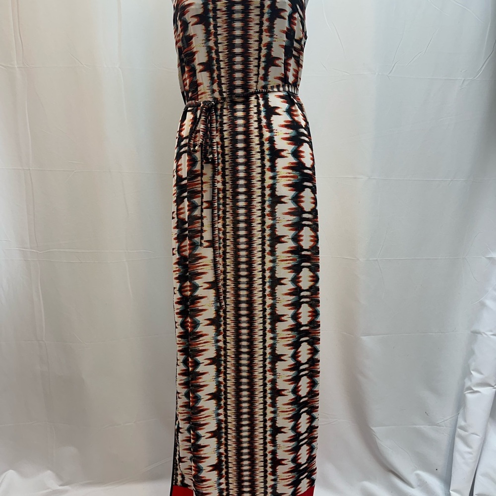 Felicity & Coco Cream Maxi Dress with Black and Red Print XS